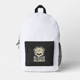Hexen-Mädchen mögen Halloween-Fledermaus-Design_1 Bedruckter Rucksack