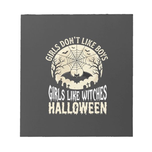Hexen-Mädchen mögen Halloween-Fledermaus-Design_1 Notizblock (Vorderseite)