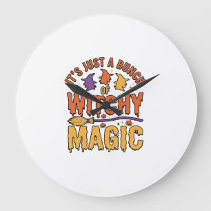 Hexen-Magie-Halloween-Typografie-Design_1 Große Wanduhr