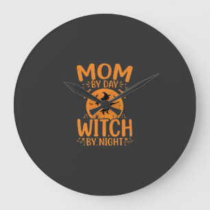 Hexen-Mama Halloween-Design Große Wanduhr