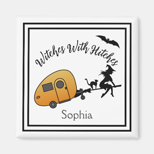 Hexen mit Hitches Halloween Camper Magnet (Vorne)