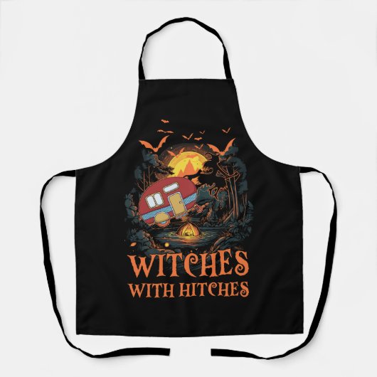 Hexen mit Hitches Halloween Hexen Camping Lov Schürze (Vorderseite)