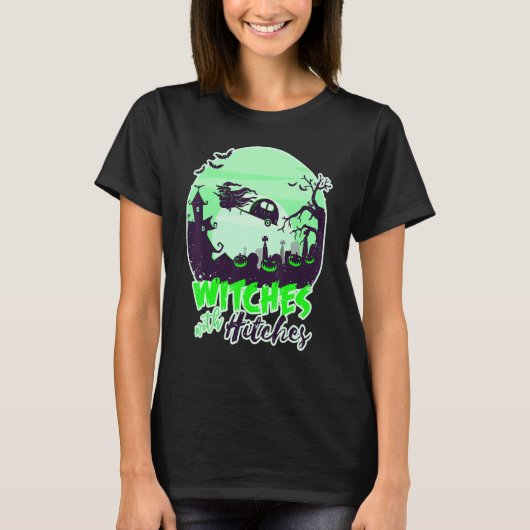 Hexen mit Hitches Halloween-Stich T-Shirt (Vorderseite)