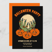 Hexen mit Kürbishalloween Einladung (Vorne/Hinten)