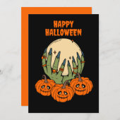 Hexen mit Kürbishalloween Feiertagskarte (Vorne/Hinten)