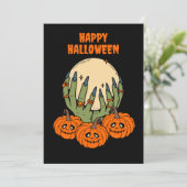 Hexen mit Kürbishalloween Feiertagskarte (Stehend Vorderseite)