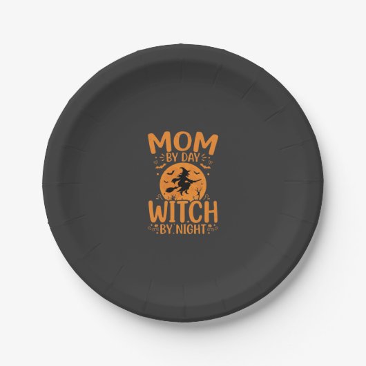 Hexen-Mutter Halloween-Design Pappteller (Vorderseite)