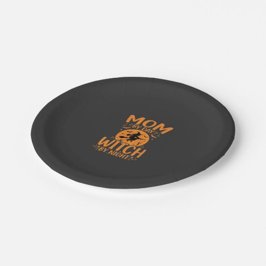Hexen-Mutter Halloween-Design Pappteller (Schrägansicht)