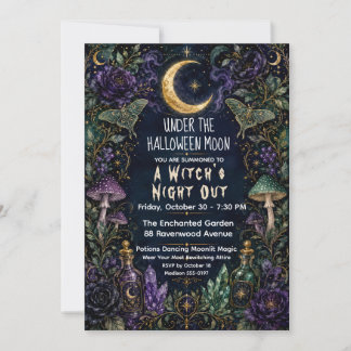 Hexen-Nacht-out Halloween-Mond-Botanik-Party Einladung