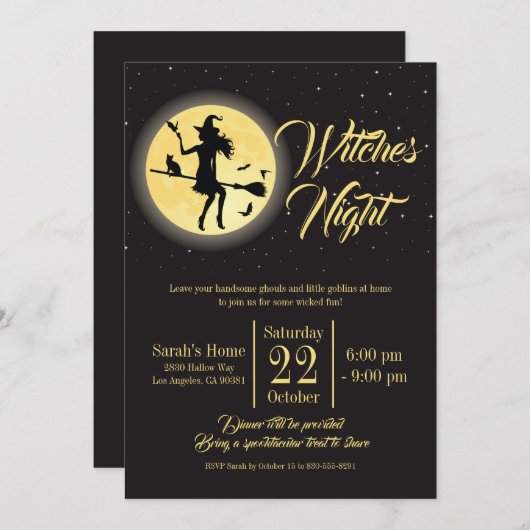 Hexen Night Girls Night Halloween-Party Einladung (Vorne/Hinten)