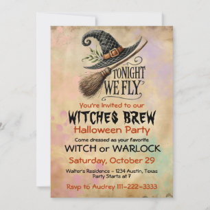 Hexen- oder Warlock-Halloween-Party Grusel- Boo Einladung