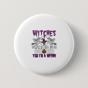 Hexen Oktober Halloween Totenkopf Hexenhut Kürbis_ Button