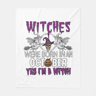 Hexen Oktober Halloween Totenkopf Hexenhut Kürbis_ Fleecedecke