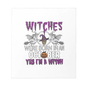 Hexen Oktober Halloween Totenkopf Hexenhut Kürbis_ Notizblock