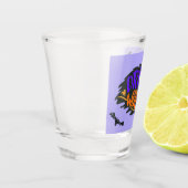 Hexen Orangefarbene Lila Fledermäuse tränken Stief Schnapsglas (Links)