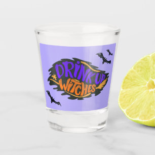 Hexen Orangefarbene Lila Fledermäuse tränken Stief Schnapsglas