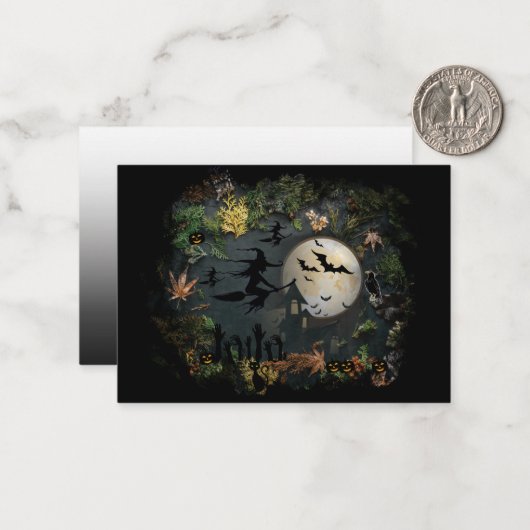 Hexen Party Mitteilungskarte (Vorderseite/Rückseite Beispiel)