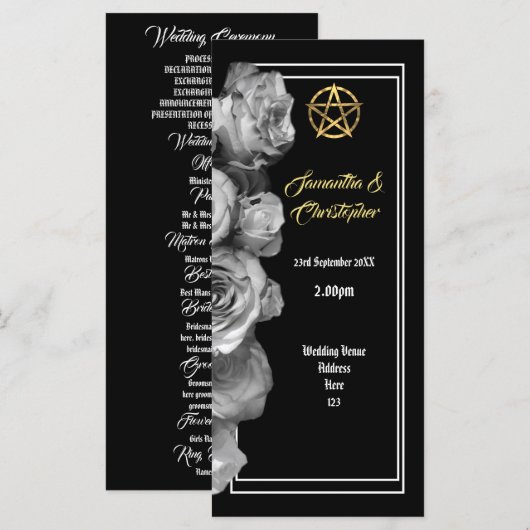 Hexen Pentagramm Hochzeitsprogramm Programm (Vorne/Hinten)