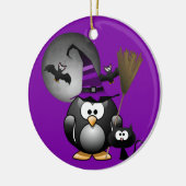 Hexen-Pinguin Halloween Keramik Ornament (Links)