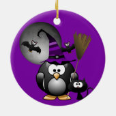 Hexen-Pinguin Halloween Keramik Ornament (Hinten)