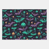 Hexen Pumpkin Skulls Fledermäuse Beängstigendes Ha Geschenkpapier Set (Vorderseite 3)