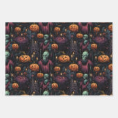 Hexen Pumpkin Skulls Fledermäuse Beängstigendes Ha Geschenkpapier Set (Vorderseite 2)