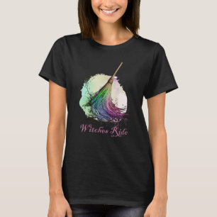 Hexen Reiten Auf Ihrem Besen - Schwarzes Halloween T-Shirt