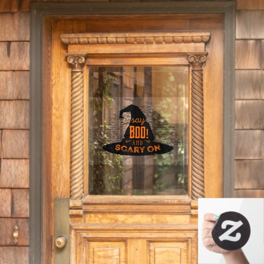 Hexen sagen Boo und Beängstigend zu Halloween Fensteraufkleber (Haustür)