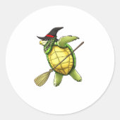 Hexen-Schildkröte Dab Lustiges Halloween-Horror Gr Runder Aufkleber (Vorderseite)