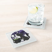 Hexen Schwarze Katze Adorable Halloween Glasuntersetzer (Schrägansicht)