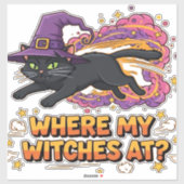 Hexen Schwarze Katze Klassischer T - Shirt Aufkleber (Blatt)