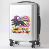 Hexen Schwarze Katze Klassischer T - Shirt Aufkleber (Koffer)