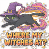 Hexen Schwarze Katze Klassischer T - Shirt Aufkleber (Vorderseite)