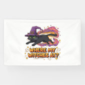 Hexen Schwarze Katze Klassischer T - Shirt Banner (Horizontal)