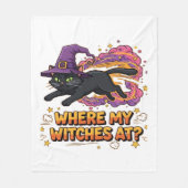 Hexen Schwarze Katze Klassischer T - Shirt Fleecedecke (Vorderseite)