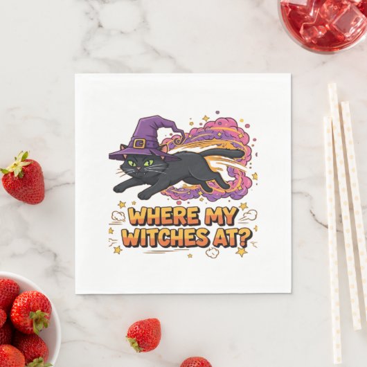 Hexen Schwarze Katze Klassischer T - Shirt Serviette (Beispiel)