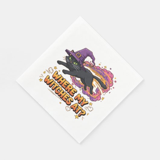 Hexen Schwarze Katze Klassischer T - Shirt Serviette (Ecke)