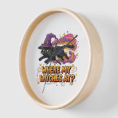 Hexen Schwarze Katze Klassischer T - Shirt Uhr (Winkel)