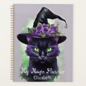Hexen Schwarze Katze Lila Blume Magie Planer (Vorderseite)