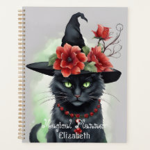 Hexen Schwarze Katze Rote Blume Magisch