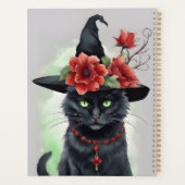 Hexen Schwarze Katze Rote Blume Magisch Planer (Rückseite)