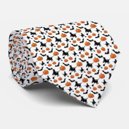 Hexen Schwarze Katzen und Skelton Print Halloween Krawatte