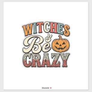 Hexen Sein Verrückt Vintage Halloween-Shirt Design Aufkleber