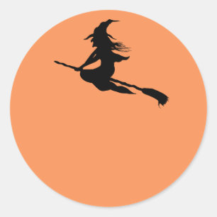 Hexen-Silhouette-Halloween-Sticker oder -Namensmar Runder Aufkleber