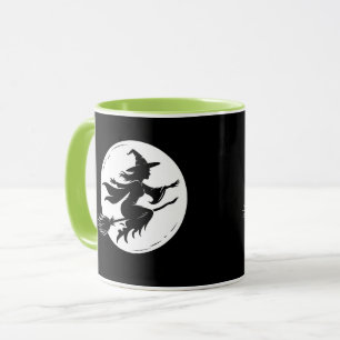 Hexen-Silhouette-Tasse, Halloween, Whimsische Hexe Tasse