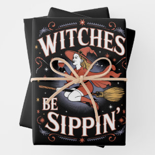 Hexen sollten Halloween-Urlaub Grusel trinken Geschenkpapier Set
