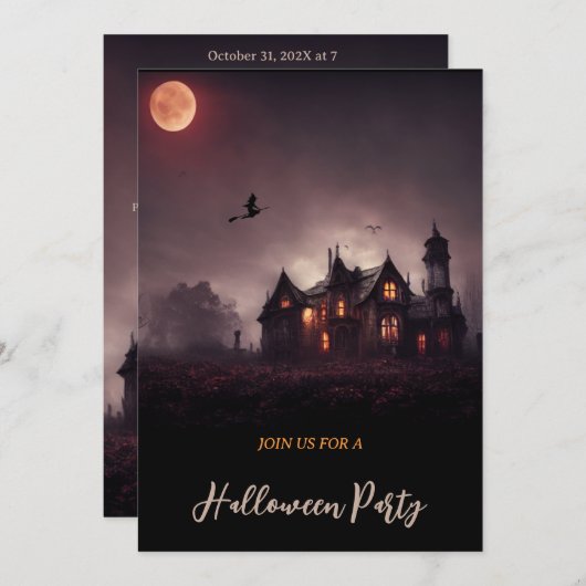 Hexen Spooky Lair Halloween Einladung (Vorne/Hinten)