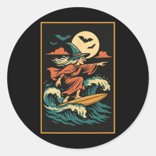 Hexen-Surfing-Design – Tropische Mondmagie Strand Runder Aufkleber