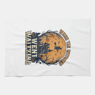 Hexen-Tanz Halloween Vintage Gravur Design_ Geschirrtuch