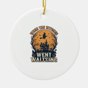 Hexen-Tanz Halloween Vintage Gravur Design_ Keramik Ornament